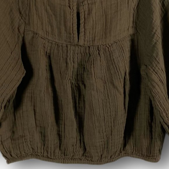 Free People, EUC, Sunday Funday Pullover, Olive Green, Puff Long Sleeve, Top, M - Picture 10 of 13